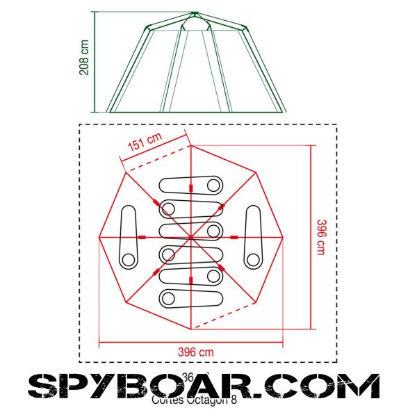 Coleman Cortes Octagon 8 Blue suitable for 8 persons with height up to 208 cm, weight 20,7 kg