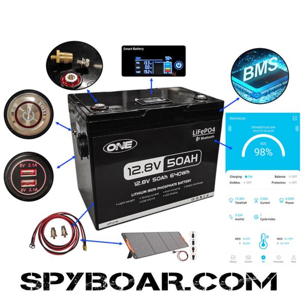 Lithium-iron-phosphate rechargeable battery LiFePO4 - 12V/50Ah