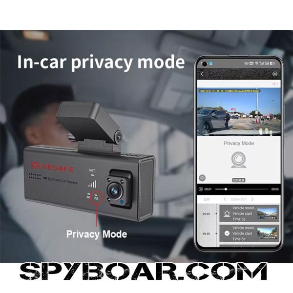 Видеорегистратор VESAFE CZ1 4G двуобективна камера за охрана кола с микровълнов датчик