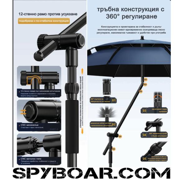 Плажен чадър YOGA с защита UV фактор 50+, диаметър 2,2 м.