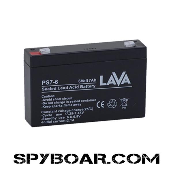 Lead rechargeable accumulator battery Lava 6V/7Ah